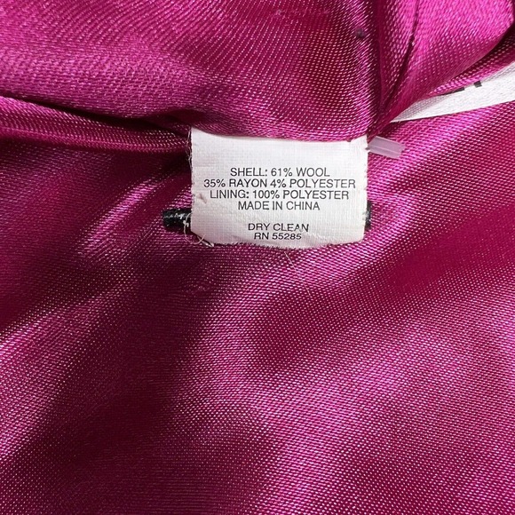 EUC Express Women's Black & White Houndstooth Plaid Wool Blend Lined Coat Size S - Picture 7 of 7